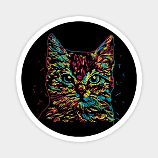 Colorful cat head illustration Magnet